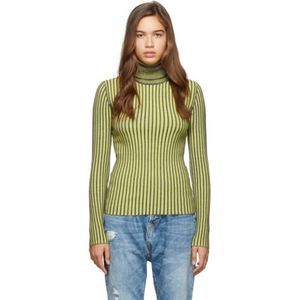 McQ Alexander McQueen Yellow Striped Plaited Turtleneck Size‎ XS